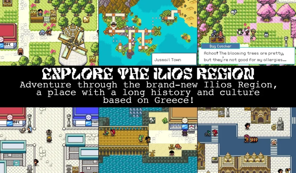 Pokemon Lazarus screenshots showing locations throughout the Ilios Region